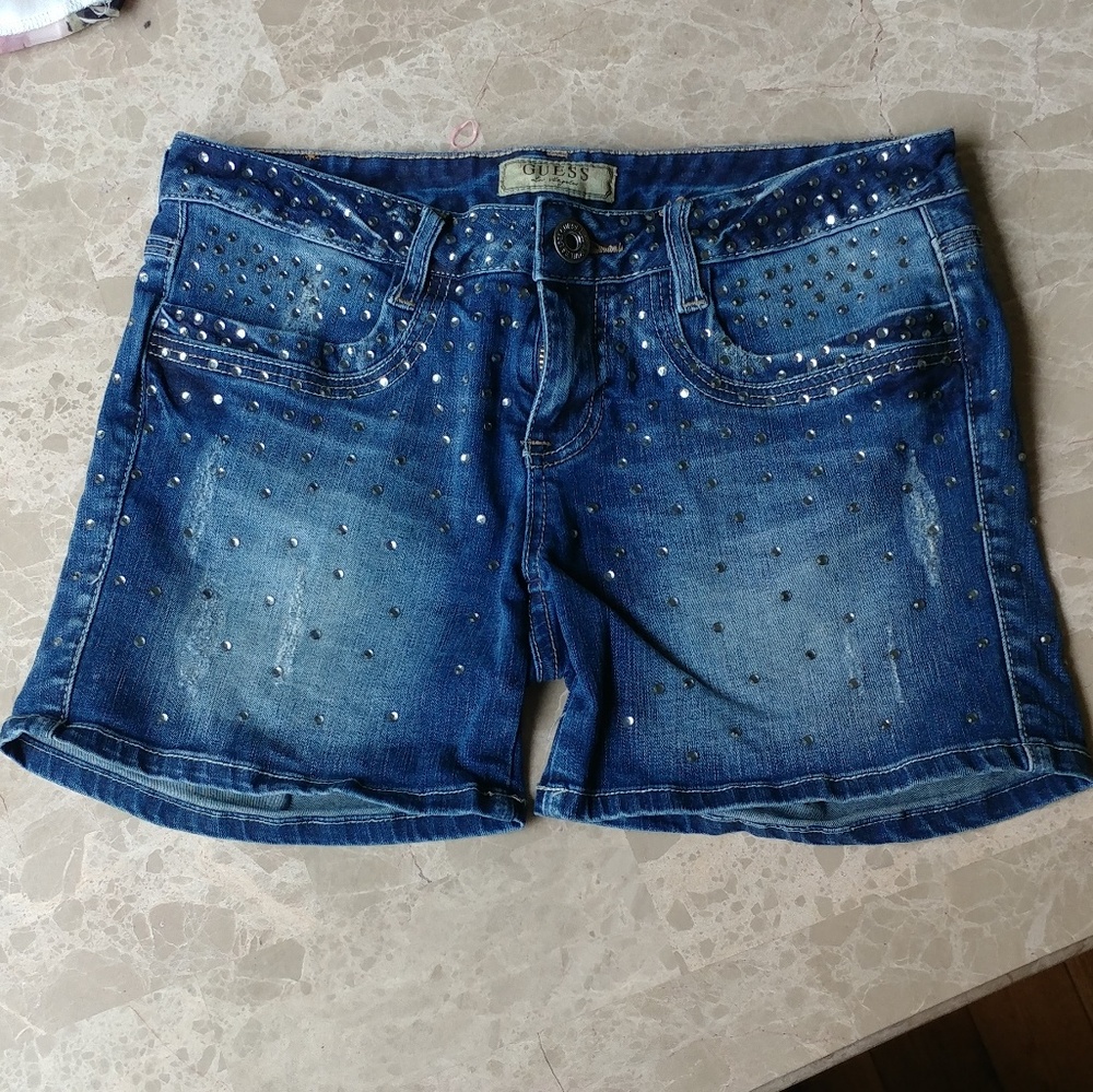 Guess rhinestone jean shorts